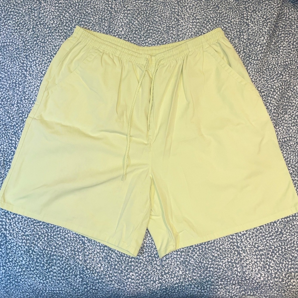 Paradise Bay Plus Womens Pastel Yellow Drawstring Elastic Waist Shorts Size 1X